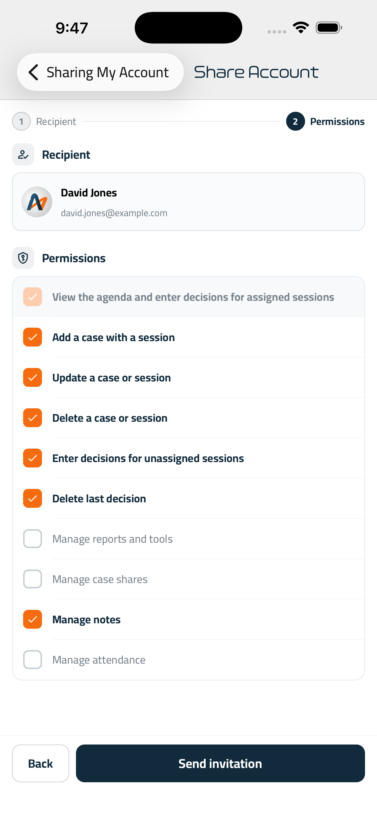 Nine permissions, granted one by one